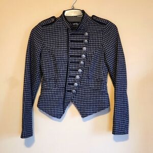 S military style blazer, ladies small, black grey check, 34